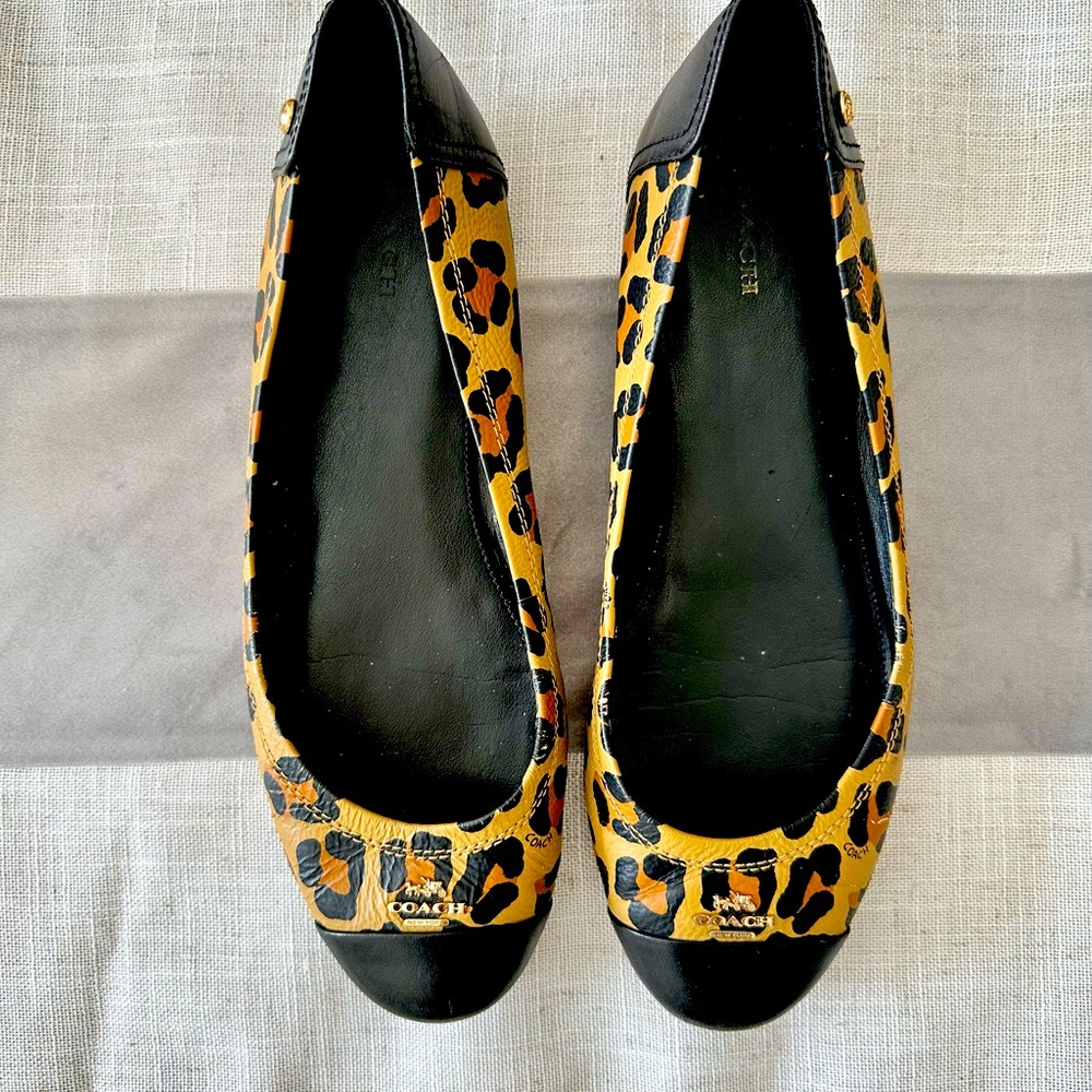 COACH Chelsea Ocelot Flats size 9.5